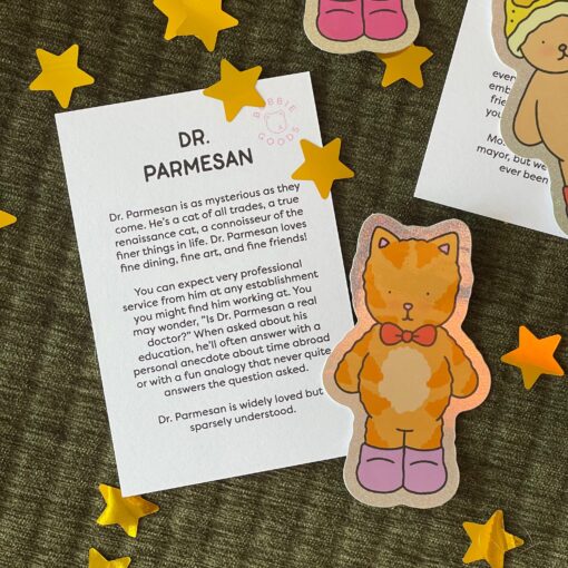 Dr. Parmesan Glitter Sticker + Info Card - Image 5