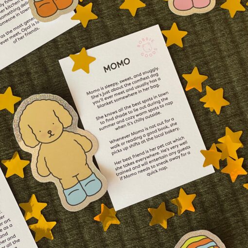 Momo Glitter Sticker + Info Card - Image 2