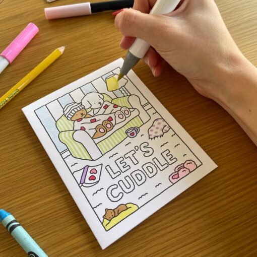 Let's Cuddle Coloring Card - Image 2